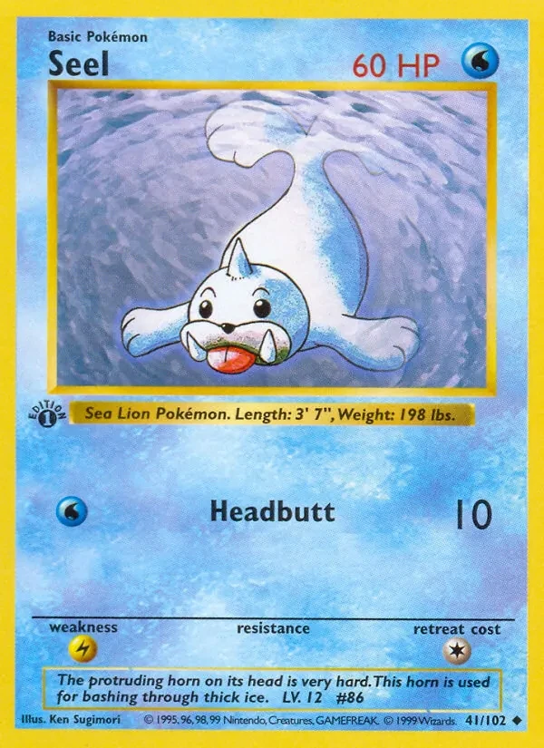Seel 41/102 Base Set Pokémon card