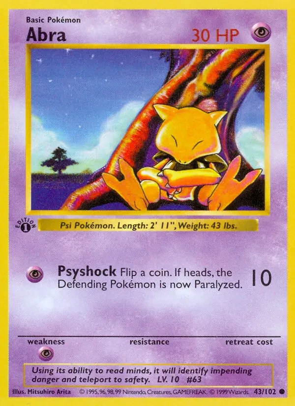 Carte Pokémon Abra 43/102 Base Set