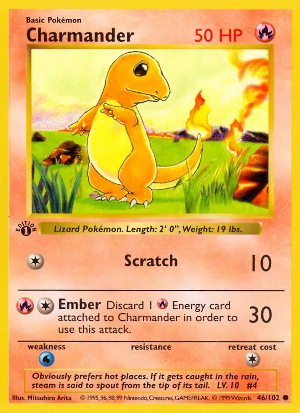 Charmander 46/102 Base Set Pokémon kaart