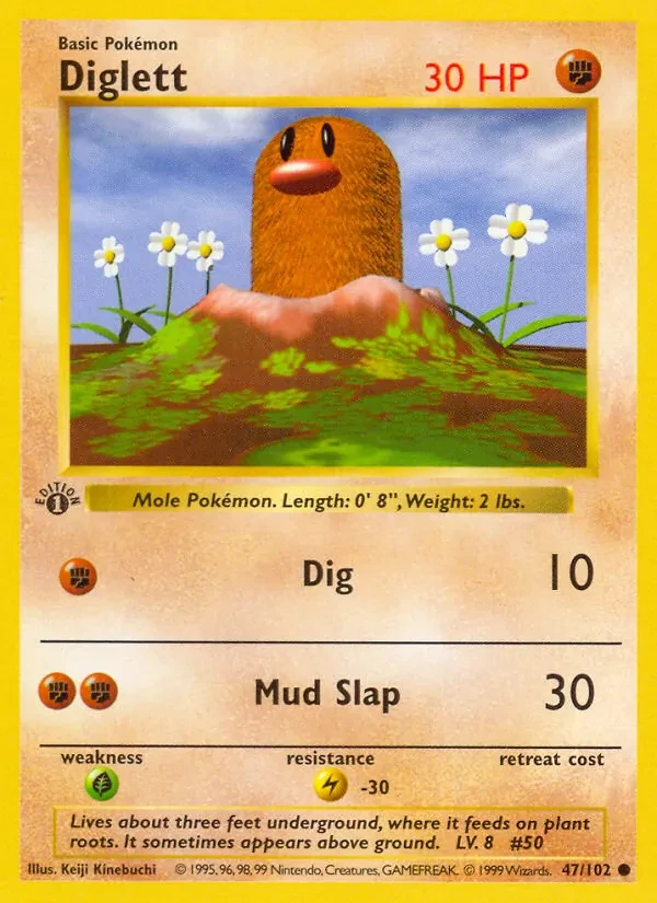 Carte Pokémon Diglett 47/102 Base Set
