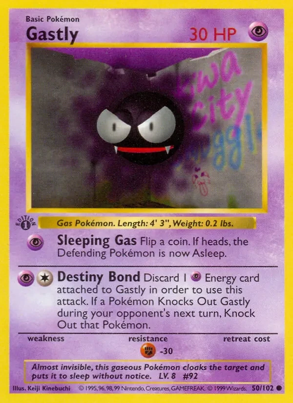 Gastly 50/102 Base Set Pokémon card