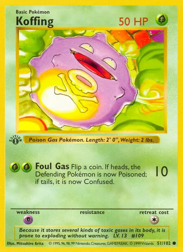 Koffing 51/102 Base Set Pokémon Karte