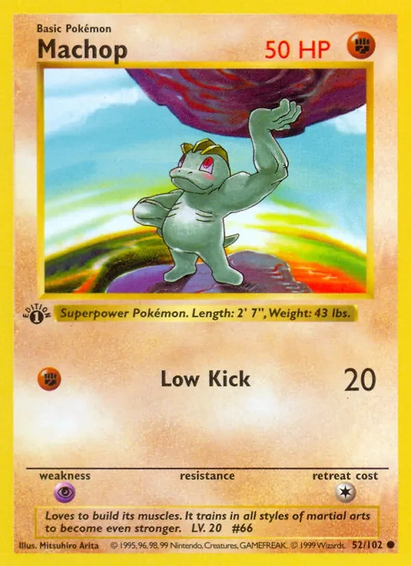 Machop 52/102 Base Set Pokémon kaart