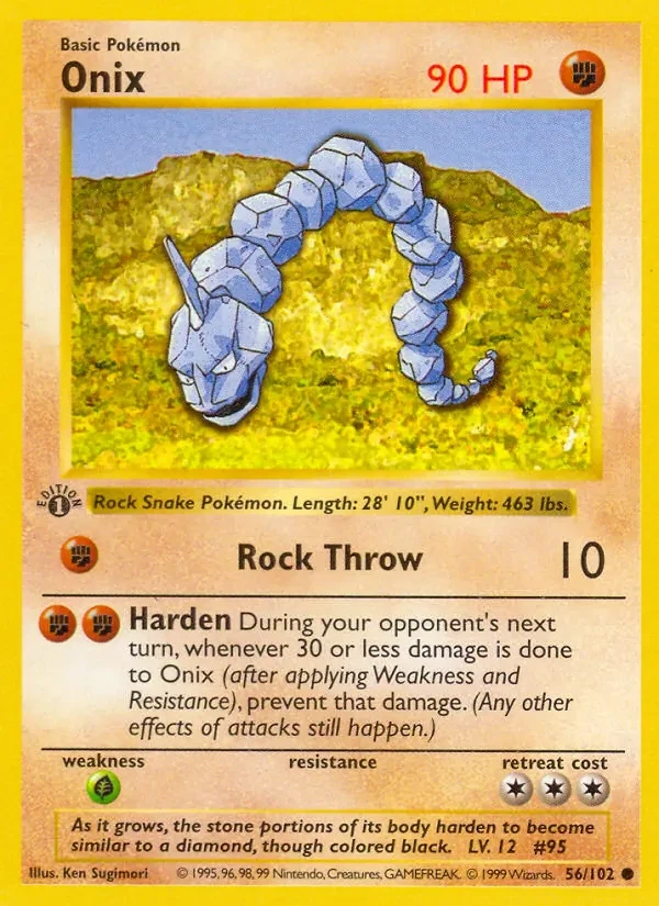 Onix 56/102 Base Set Pokémon card
