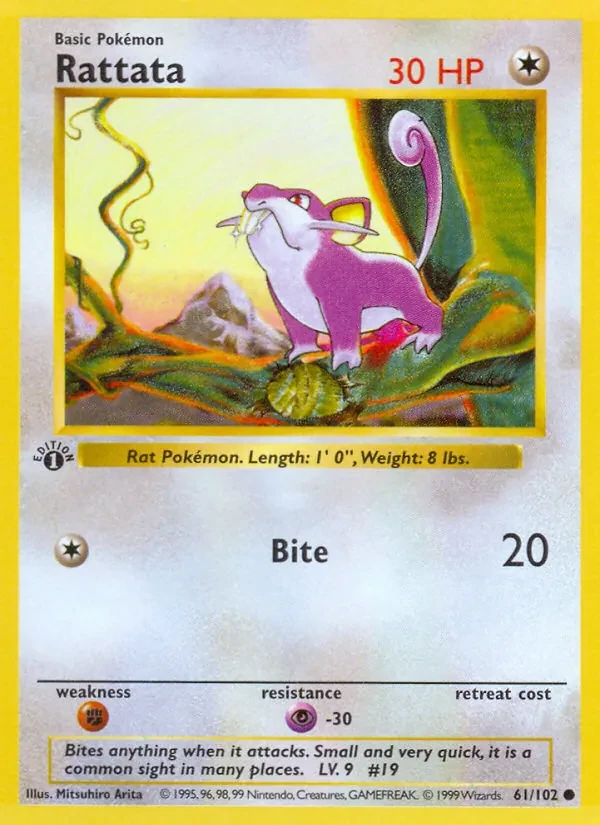 Rattata 61/102 Base Set Pokémon card