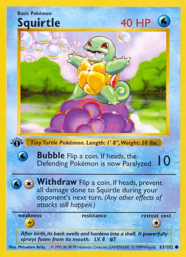 Squirtle 63/102 Base Set Pokémon card