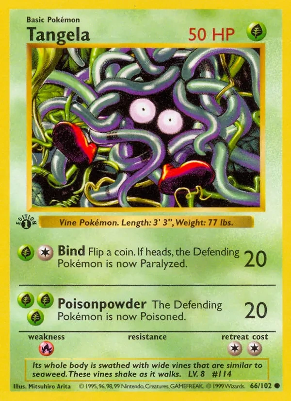 Tangela 66/102 Base Set Pokémon card