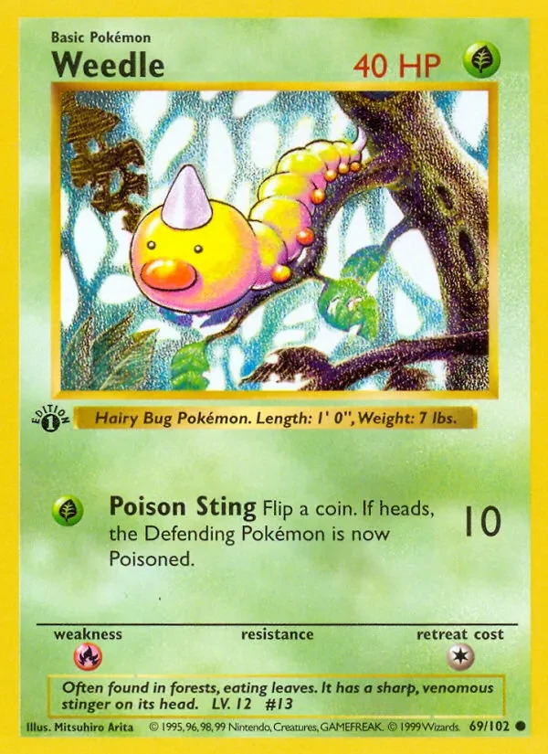 Weedle 69/102 Base Set Pokémon card