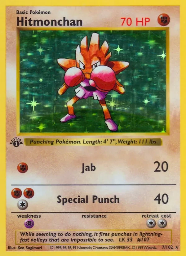 Hitmonchan 7/102 Base Set Pokémon card