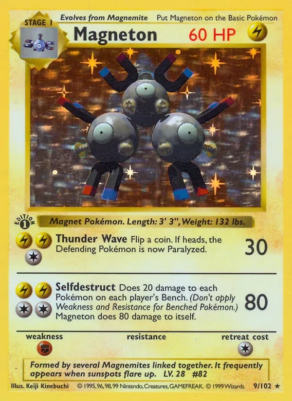 Magneton 9/102 Base Set Pokémon kaart