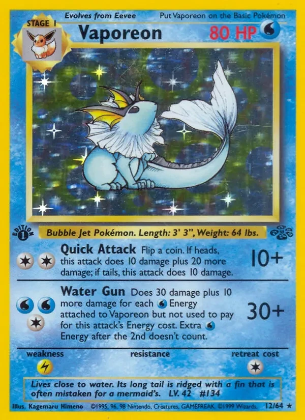 Vaporeon 12/64 Jungle Pokémon card