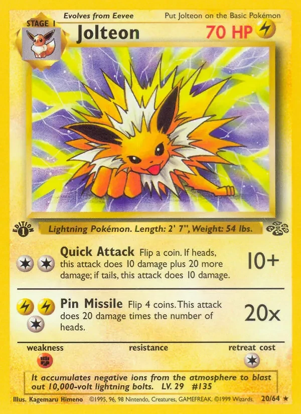 Jolteon 20/64 Jungle Pokémon card