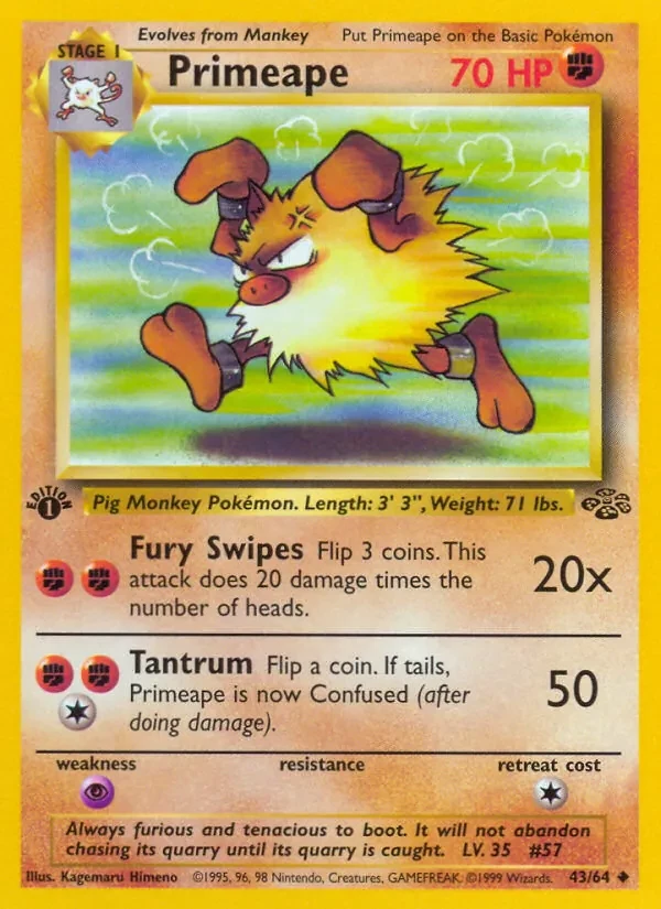 Primeape 43/64 Jungle Pokémon Karte