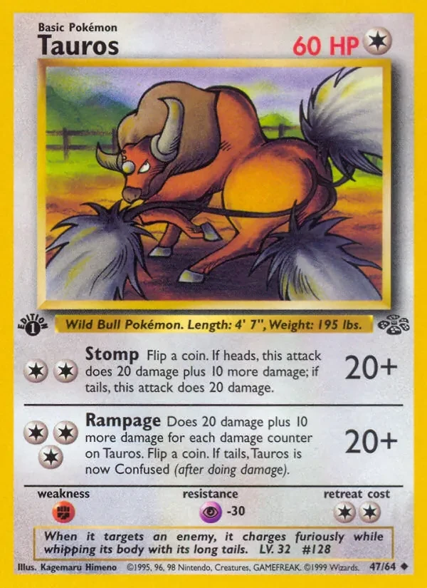 Tauros 47/64 Jungle Pokémon card