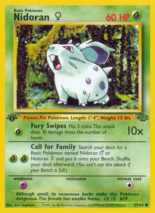 Nidoran♀ 57/64 Jungle Pokémon card