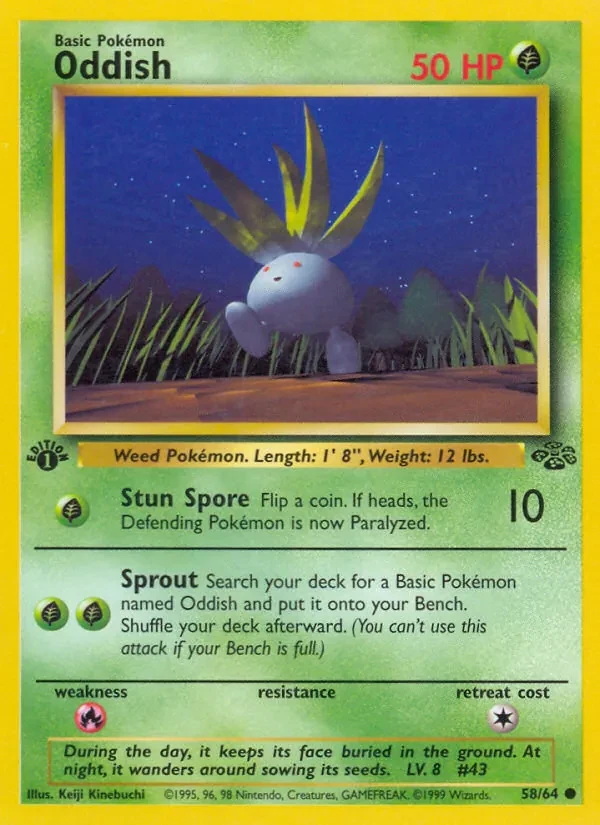 Oddish 58/64 Jungle Pokémon card