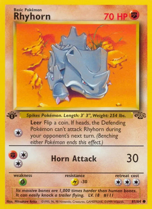 Rhyhorn 61/64 Jungle Pokémon card