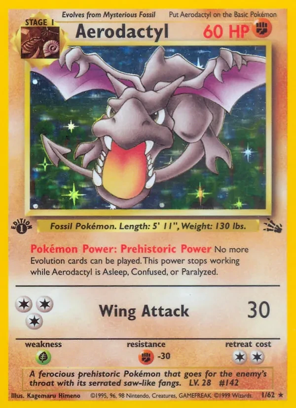 Aerodactyl 1/62 Fossil Pokémon card
