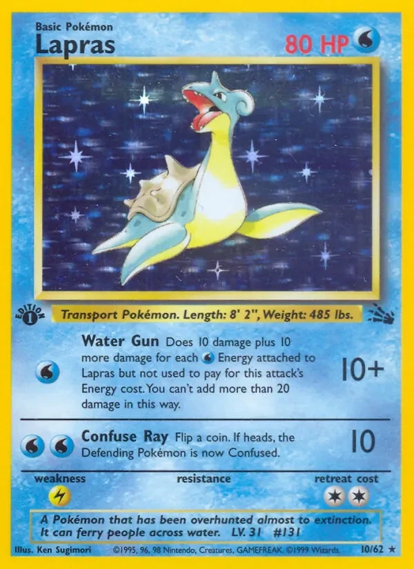 Lapras 10/62 Fossil Pokémon card