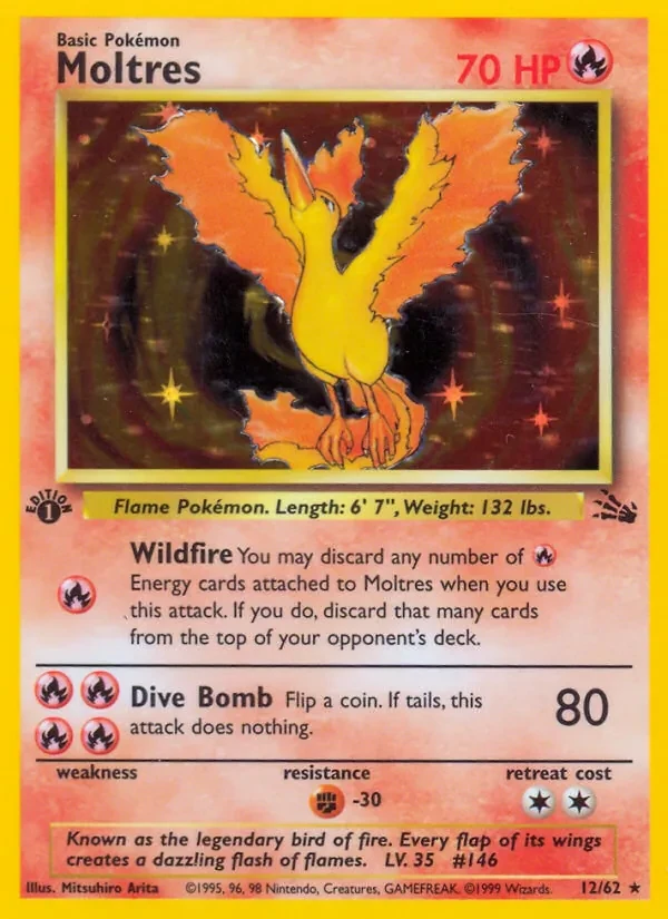 Moltres 12/62 Fossil Pokémon card