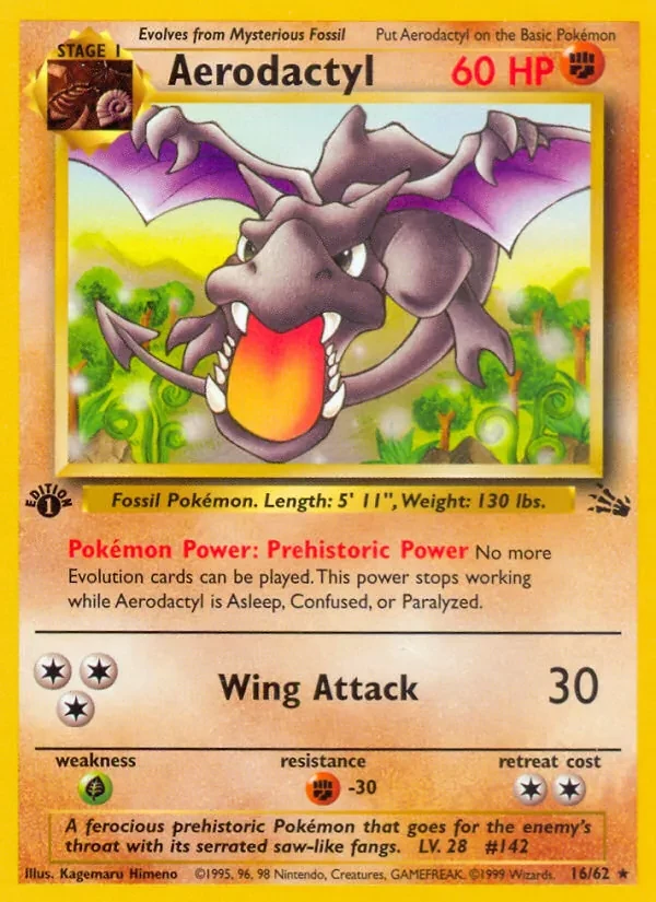 Aerodactyl 16/62 Fossil Pokémon card