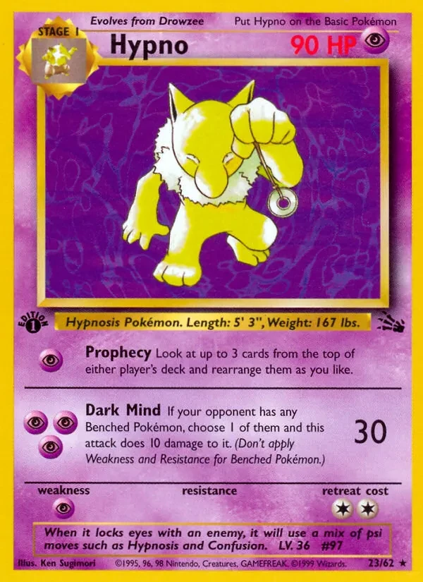 Hypno 23/62 Fossil Pokémon Karte