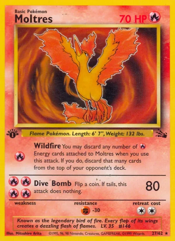 Moltres 27/62 Fossil Pokémon card