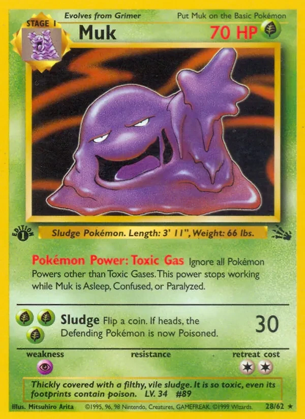 Muk 28/62 Fossil Pokémon card