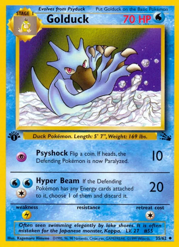 Golduck 35/62 Fossil Pokémon card