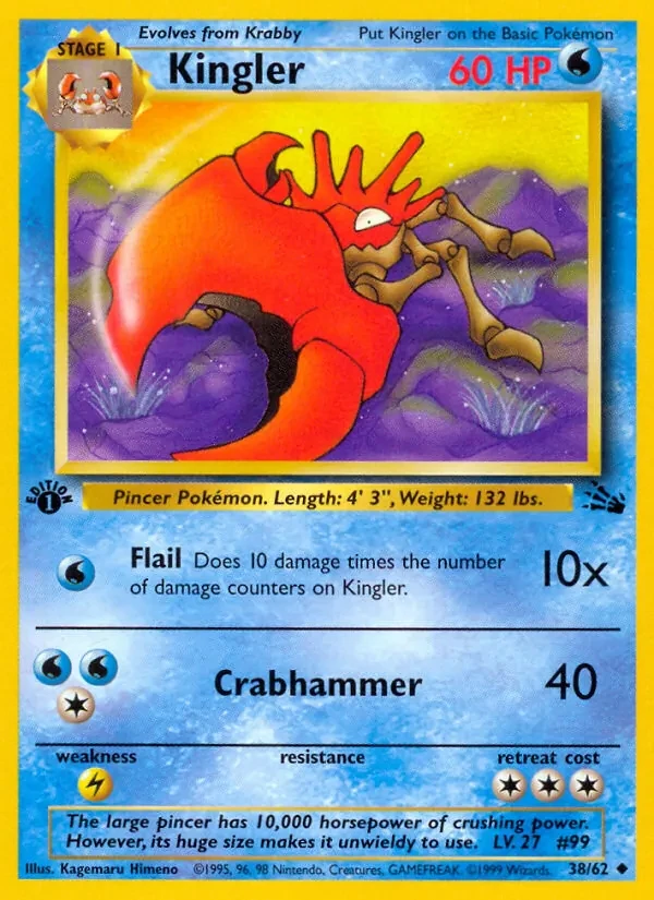 Kingler 38/62 Fossil Pokémon card