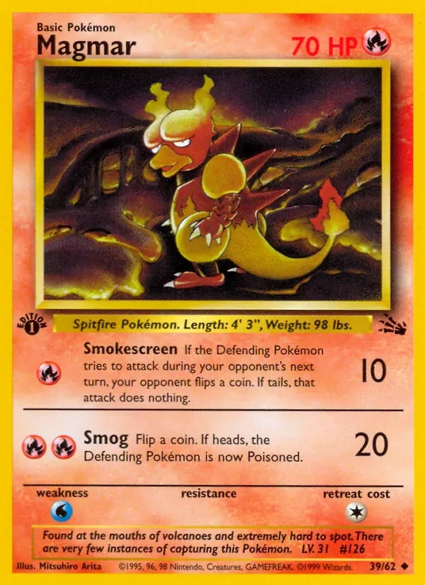 Magmar 39/62 Fossil Pokémon Karte