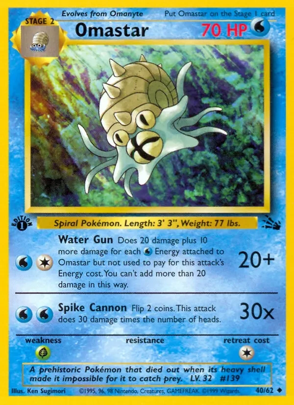 Omastar 40/62 Fossil Pokémon card