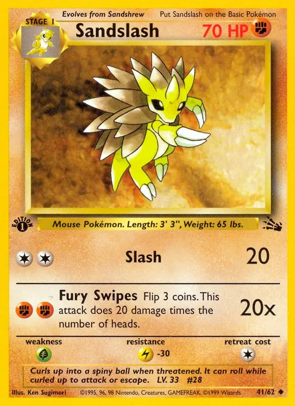 Sandslash 41/62 Fossil Pokémon card
