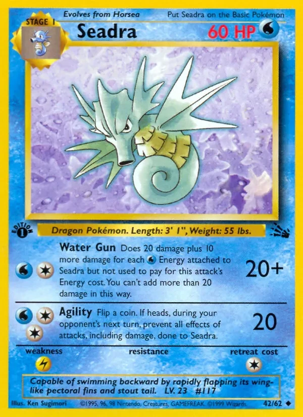 Seadra 42/62 Fossil Pokémon card