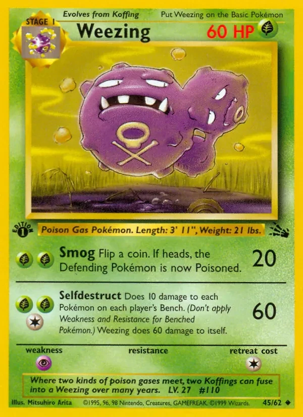Weezing 45/62 Fossil Pokémon card