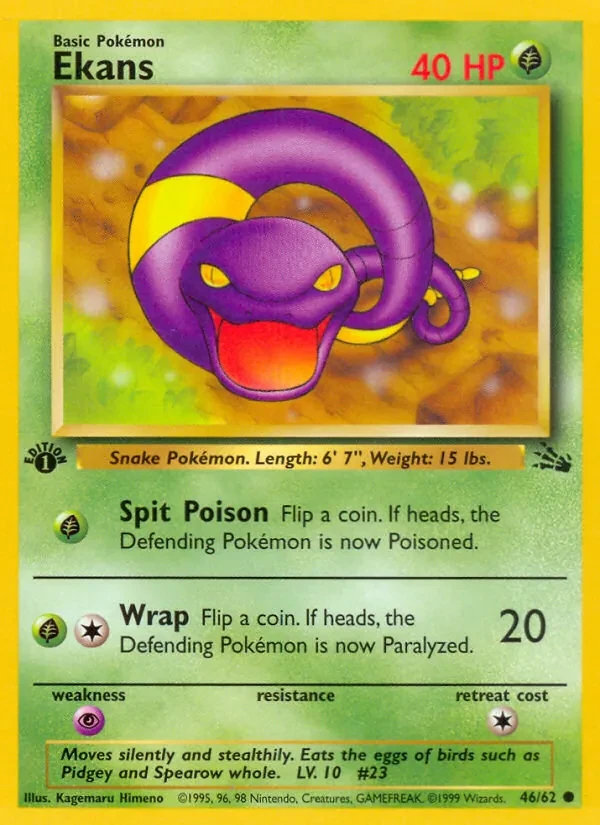Ekans 46/62 Fossil Pokémon Karte