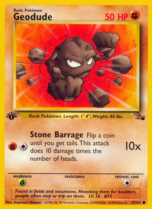 Carta Pokémon Geodude 47/62 Fossil