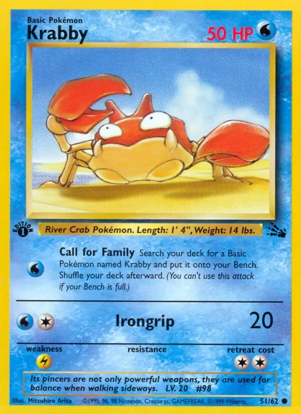 Krabby 51/62 Fossil Pokémon card