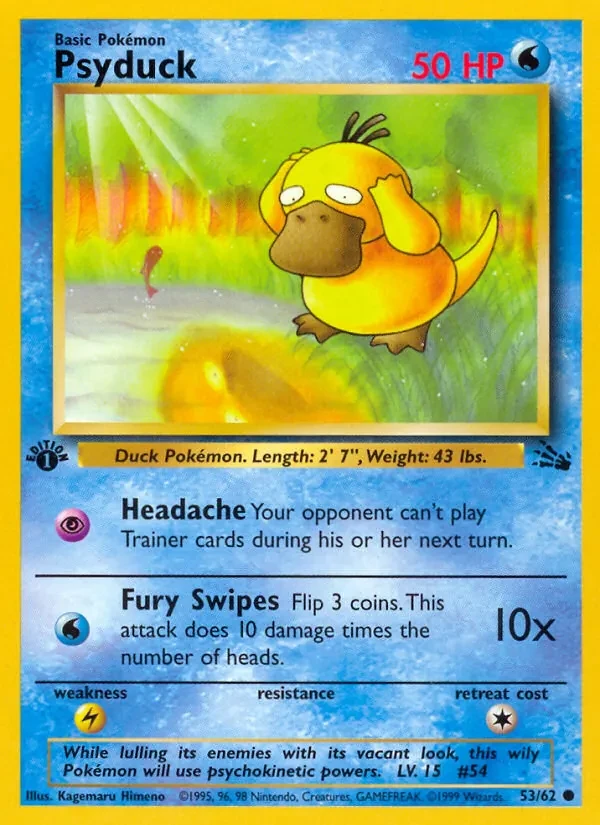 Psyduck 53/62 Fossil Pokémon card