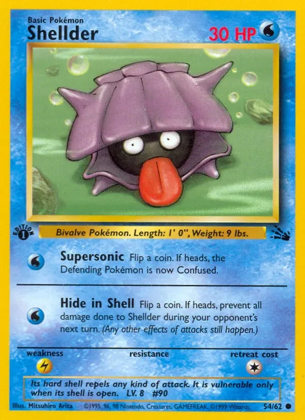Shellder 54/62 Fossil Pokémon card