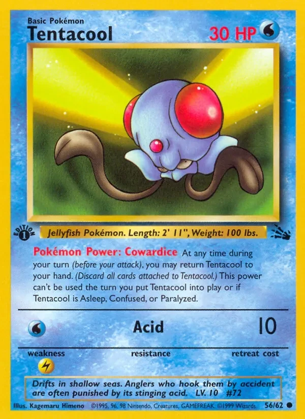 Tentacool 56/62 Fossil Pokémon card