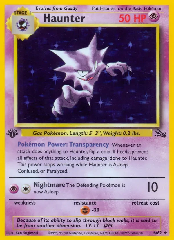 Haunter 6/62 Fossil Pokémon card