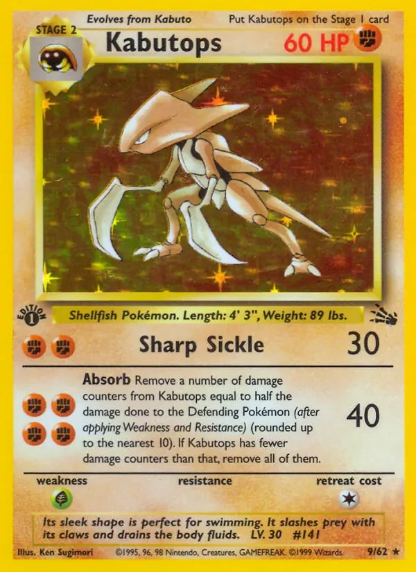 Kabutops 9/62 Fossil Pokémon card
