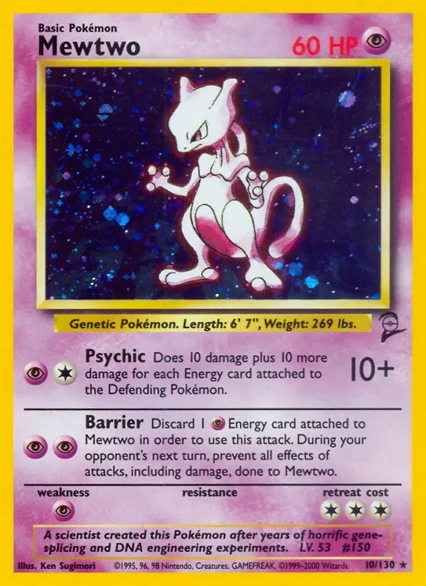 Carta Pokémon Mewtwo 10/130 Base Set 2
