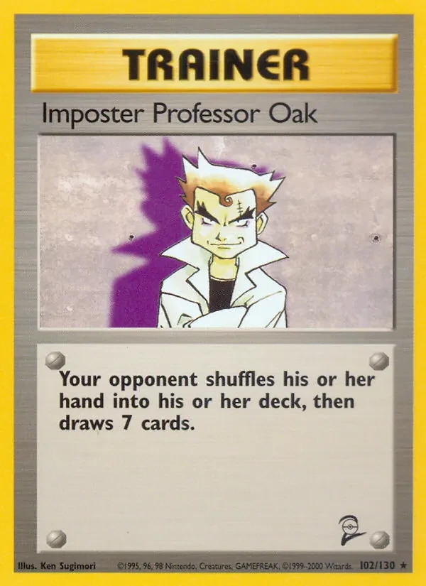 Impostor Professor Oak 102/130 Base Set 2 Pokémon card
