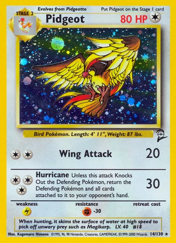 Pidgeot 14/130 Base Set 2 Pokémon card