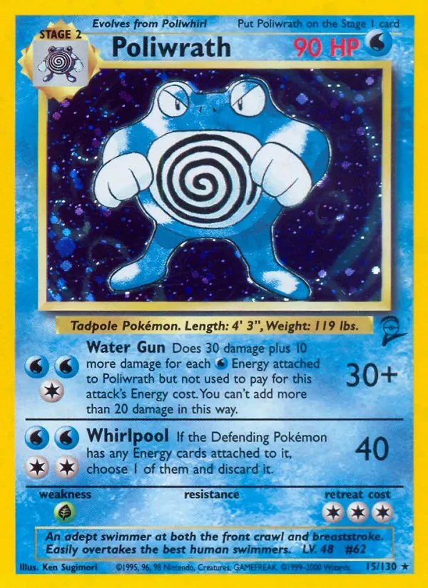Poliwrath 15/130 Base Set 2 Pokémon card