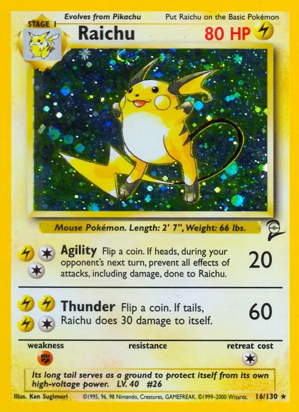 Raichu 16/130 Base Set 2 Pokémon card