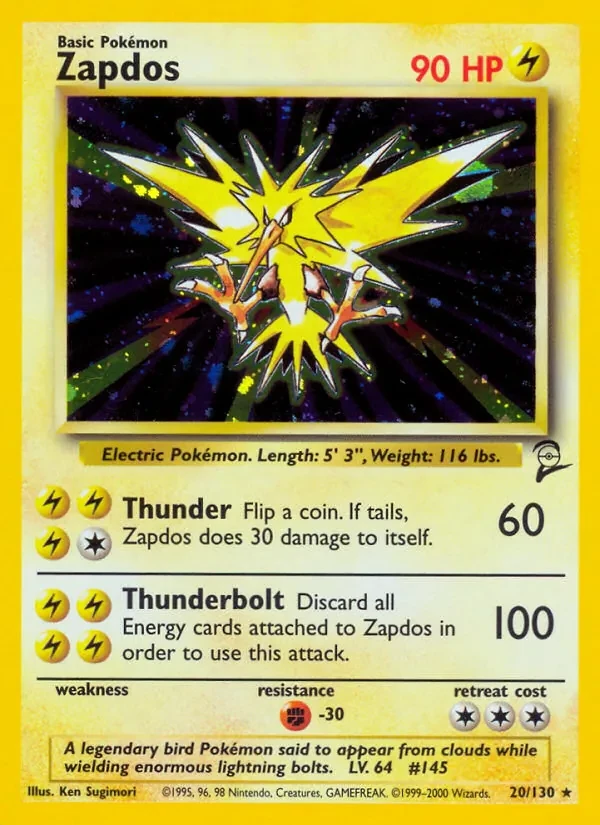 Zapdos 20/130 Base Set 2 Pokémon Karte