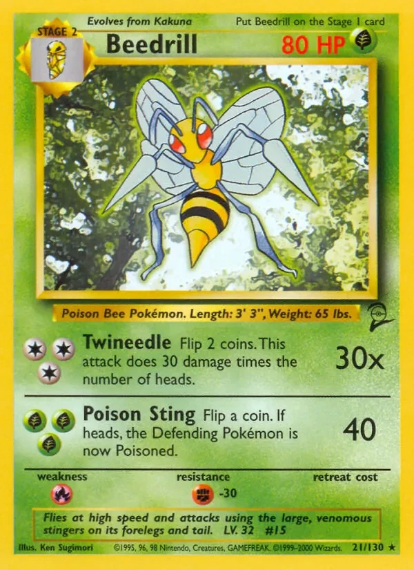 Beedrill 21/130 Base Set 2 Pokémon card